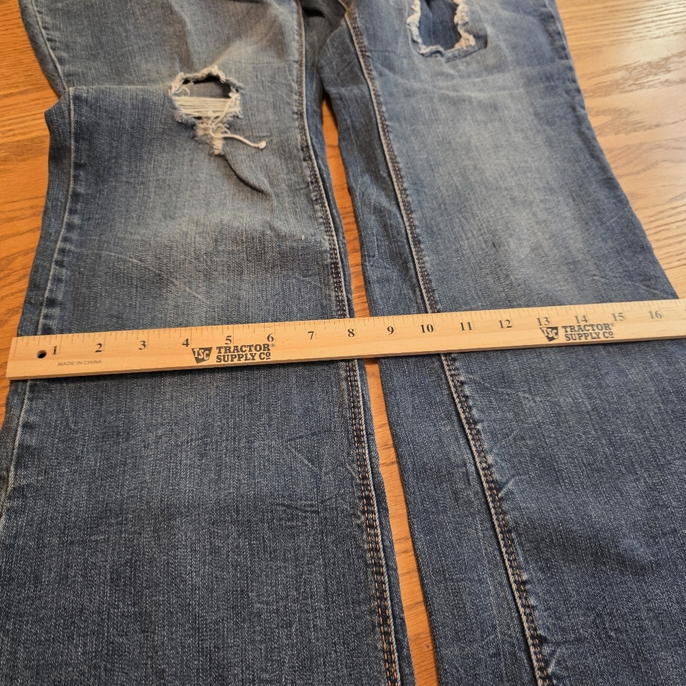 Faded Glory Distressed Patched Denim Blue Stretch Jeans Womens Plus Size 16W - Picture 14 of 16